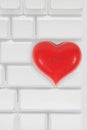 White apple computer keyboard with a red love heart Royalty Free Stock Photo