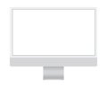 White Apple iMac which transformed by the M1 chip, realistic vector illustration