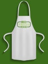 White apron, chef clothing with organic logo. Cooking food with natural ingredients concept