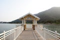 A white arbor on the lakes Royalty Free Stock Photo