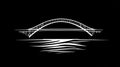 White Arch Bridge Silhouette Over Water Reflection on Black Background Royalty Free Stock Photo