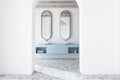 White arched bathroom interior, double sink Royalty Free Stock Photo