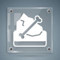 White Archeology icon isolated on grey background. Square glass panels. Vector Royalty Free Stock Photo