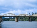 White arching structure of Tuakau Bridge