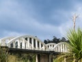 White arching structure of Tuakau Bridge