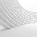 White Architecture Circular Background. Abstract Tunnel Design.