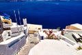 White architecture on Santorini island, Greece. Beautiful summer landscape, sea view Royalty Free Stock Photo