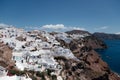 White architecture on Santorini island with view on the sea, Oia, Greece. Royalty Free Stock Photo