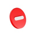 White arithmetic minus sign on red button circle shape, Math 3D icon, 3d rendering, illustration