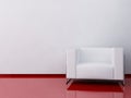 White armchair to face a blank wall