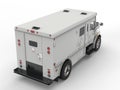 White armored transport van - top down back shot