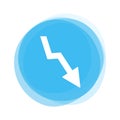 White Arrow down on light blue Button Royalty Free Stock Photo