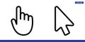 White arrow and finger hand cursor pointer with rounded angles icons vector illustration set Royalty Free Stock Photo
