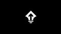 White Arrow Inside Lightbulb Icon on Black Background, Symbolizing Innovation and Growth Royalty Free Stock Photo