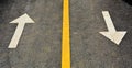 White arrow painted on asphalt road. Royalty Free Stock Photo