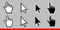 White arrow and pointer hand cursor icon set. Royalty Free Stock Photo