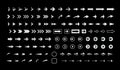 White arrows on black background, vector icons set, interface isolated symbols pack. Next, forward, previous buttons Royalty Free Stock Photo
