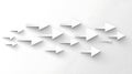 White arrows pointing right directional flow navigation symbol concept on clean background Royalty Free Stock Photo