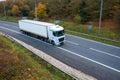 White articulated lorry on the road Royalty Free Stock Photo