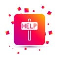 White Ask for help text icon isolated on white background. Square color button. Vector Royalty Free Stock Photo