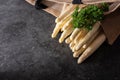 White asparagus on black background