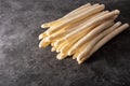 White asparagus on black background