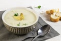 White asparagus cream soup with with parsley garnish in a bowl a Royalty Free Stock Photo