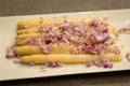 White asparagus dish with onion Royalty Free Stock Photo