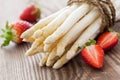 White asparagus and strawberries