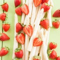 White aspargus and fresh strawberries