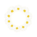 White Aster, Daisy Flower Banner Wreath. Vector Illustration