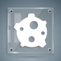 White Asteroid icon isolated on grey background. Square glass panels. Vector