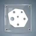 White Asteroid icon isolated on grey background. Square glass panels. Vector