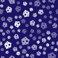 White Asteroid icon isolated seamless pattern on blue background. Vector