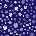 White Asteroid icon isolated seamless pattern on blue background. Vector