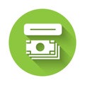 White ATM - Automated teller machine and money icon isolated with long shadow. Green circle button. Vector Royalty Free Stock Photo