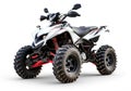 A white ATV with black tires and red accents Royalty Free Stock Photo