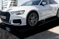 White Audi a6 quattro Royalty Free Stock Photo