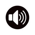 White Audio Volume Icon on Black Circle - Simple Speaker Symbol for Sound Adjustment Royalty Free Stock Photo