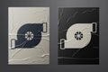 White Automotive turbocharger icon isolated on crumpled paper background. Vehicle performance turbo. Turbo compressor