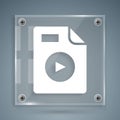 White AVI file document. Download avi button icon isolated on grey background. AVI file symbol. Square glass panels Royalty Free Stock Photo