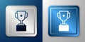 White Award cup icon isolated on blue and grey background. Winner trophy symbol. Championship or competition trophy Royalty Free Stock Photo