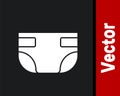 White Baby absorbent diaper icon isolated on black background. Vector Royalty Free Stock Photo