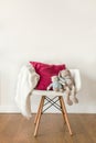 White baby blanket on chair Royalty Free Stock Photo