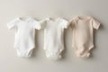 White baby clothes mockup on white background, newborn bodysuit