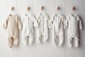 White baby clothes mockup on white background, newborn bodysuit