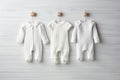 White baby clothes mockup on white background, newborn bodysuit