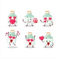 White baby milk bottle cartoon character with love cute emoticon Royalty Free Stock Photo