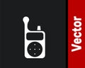 White Baby Monitor Walkie Talkie icon isolated on black background. Vector Royalty Free Stock Photo