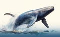 White Backdrop with Humpback Whale -Generative Ai